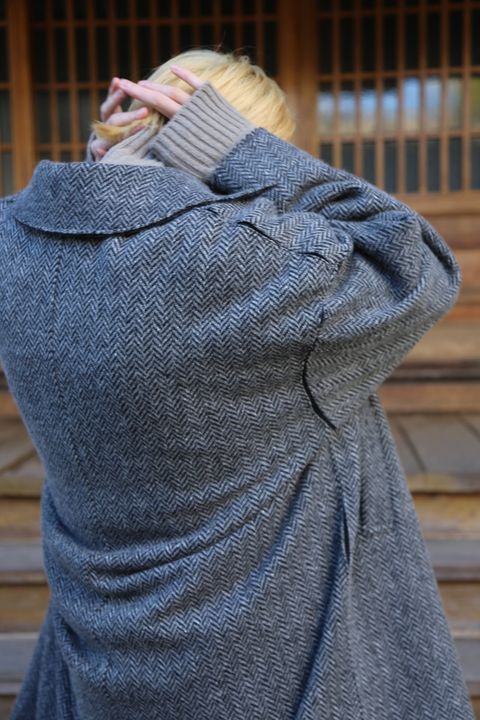 YOKE DOUBLE JQUARD KNIT BAL COLLAR COAT style.2019.11.4
