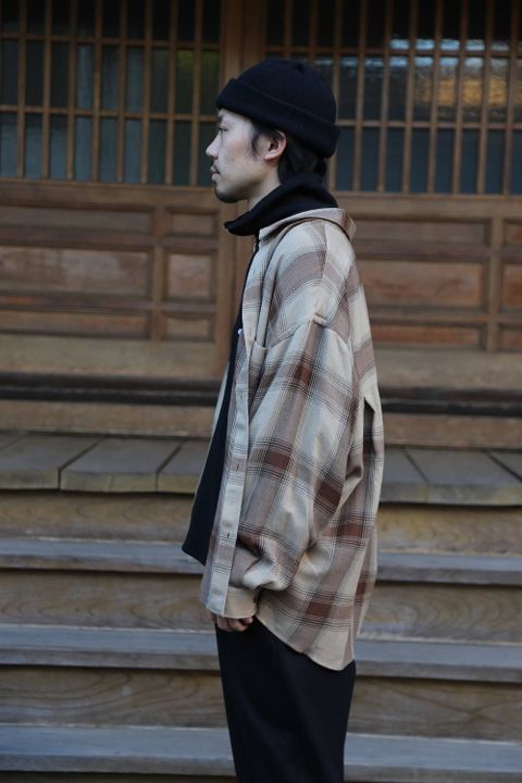Graphpaper(グラフペーパー)Check Regular Collar Big Sleeve Shirt"BROWN CH"Style.2019.11.6.