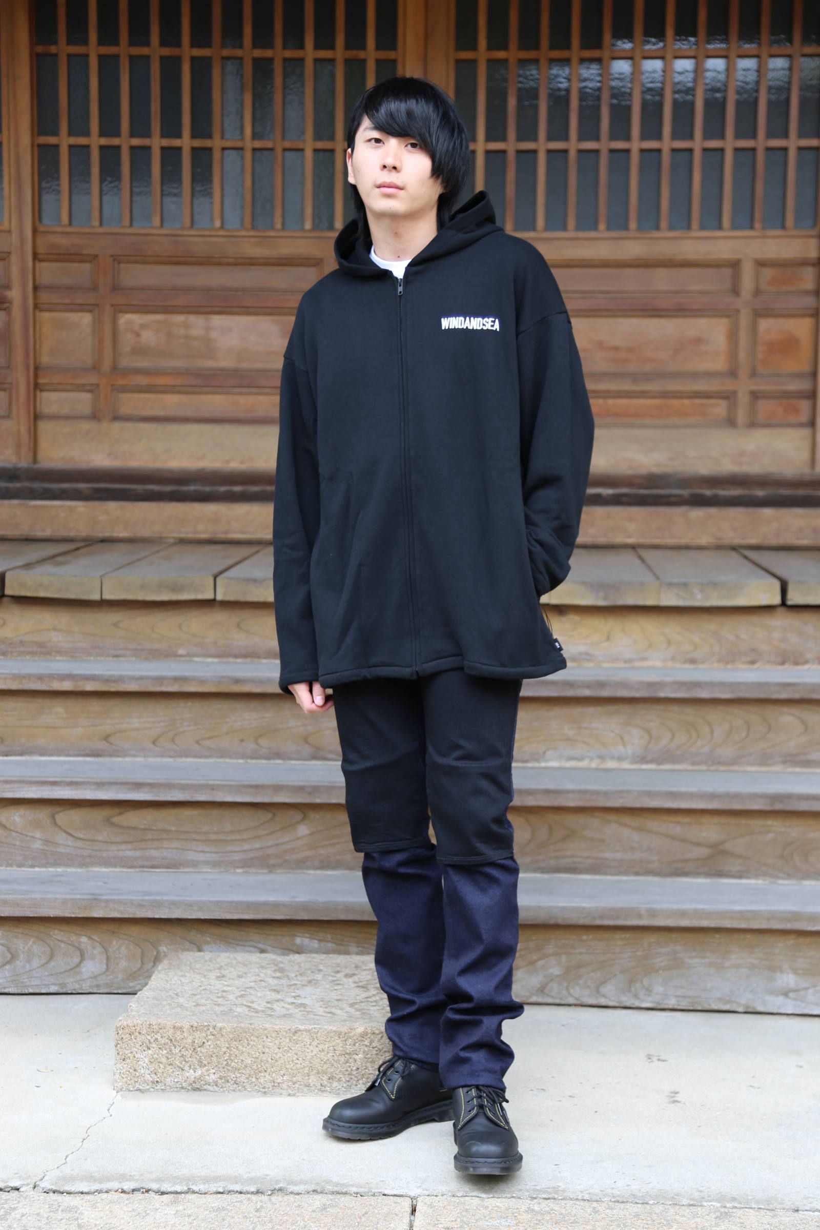 WIND AND SEA SEA BIG ZIP HOODIE”BLACK”(WDS-19A-SW-09) スタイル