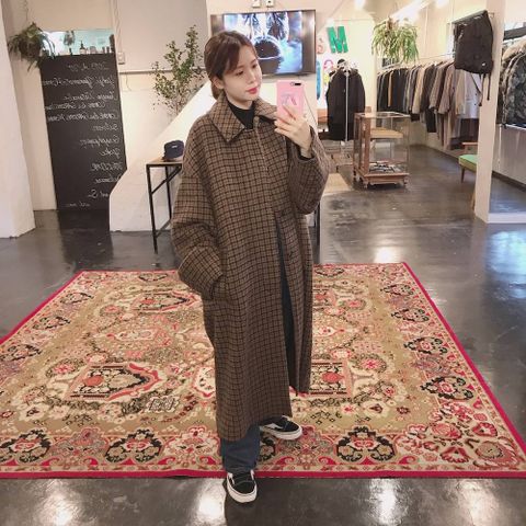 YOKE  DOUBLE JQUARD KNIT BAL COLLAR COAT"BROWN"style.2019.11.24