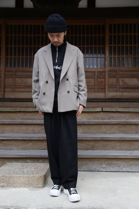 YOKE(ヨーク)LOOSE DOUBLE-BREASTED JAKCET"BEIGE PLAID"Style.2019.11.27.