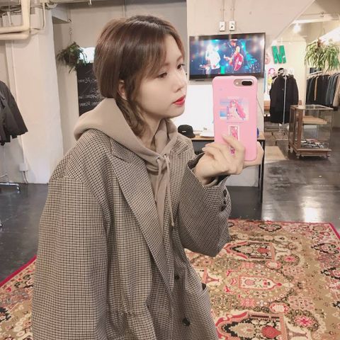 YOKE  LOOSE DOUBLE-BREASTED JAKCET"BEIGE PLAID"style.2019.11.24