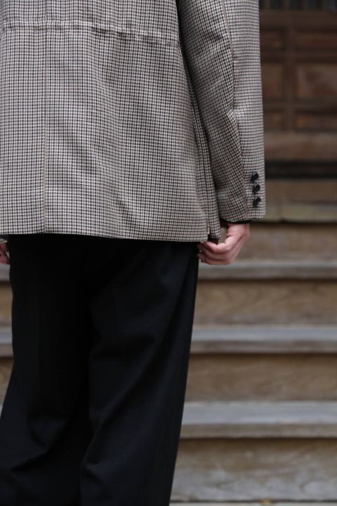 YOKE(ヨーク)LOOSE DOUBLE-BREASTED JAKCET"BEIGE PLAID"Style.2019.11.27.
