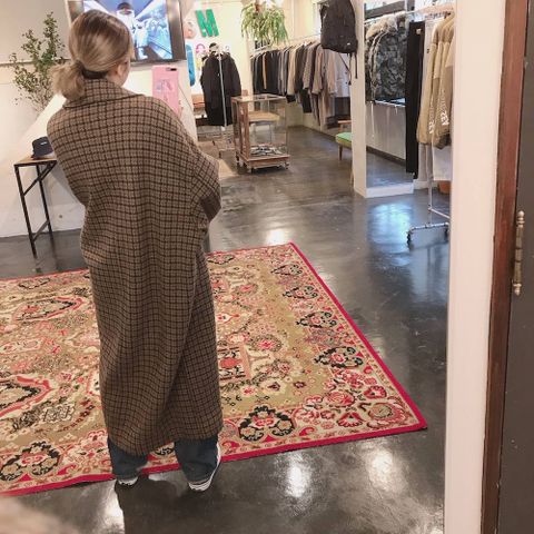 YOKE  DOUBLE JQUARD KNIT BAL COLLAR COAT"BROWN"style.2019.11.24