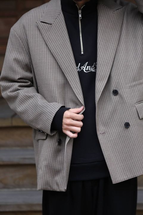 YOKE(ヨーク)LOOSE DOUBLE-BREASTED JAKCET"BEIGE PLAID"Style.2019.11.27.