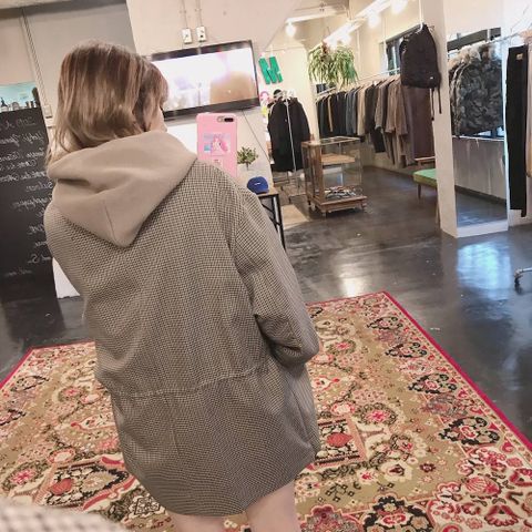 YOKE  LOOSE DOUBLE-BREASTED JAKCET"BEIGE PLAID"style.2019.11.24