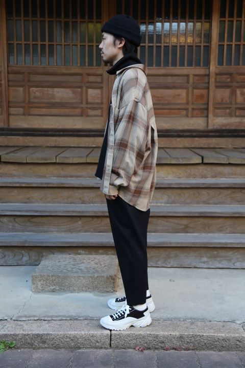 Graphpaper(グラフペーパー)Check Regular Collar Big Sleeve Shirt"BROWN CH"Style.2019.11.6.