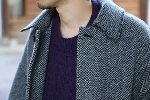 YOKE(ヨーク) DOUBLE JQUARD KNIT BAL COLLAR COAT"BLACK"Style.2019.11.5.