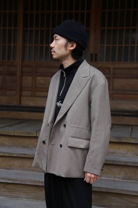 YOKE(ヨーク)LOOSE DOUBLE-BREASTED JAKCET"BEIGE PLAID"Style.2019.11.27.