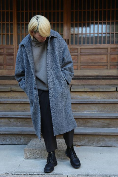 YOKE DOUBLE JQUARD KNIT BAL COLLAR COAT style.2019.11.4