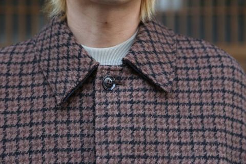 YOKE DOUBLE JQUARD KNIT BAL COLLAR COAT"BROWN"スタイル.2019.11.4.