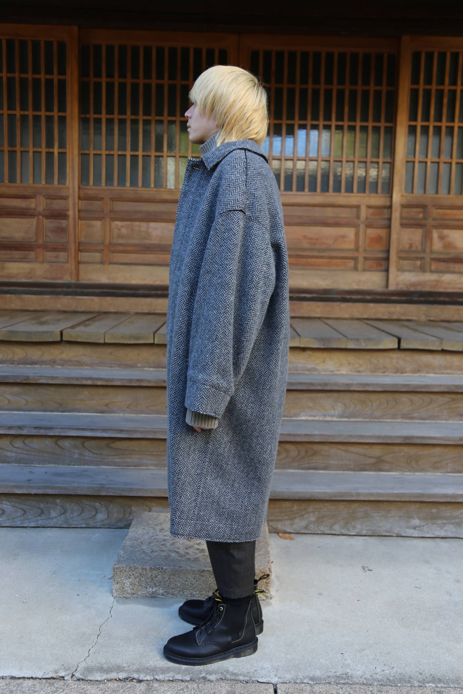 yoke DOUBLE JQUARD KNIT BAL COLLAR COAT - ステンカラーコート