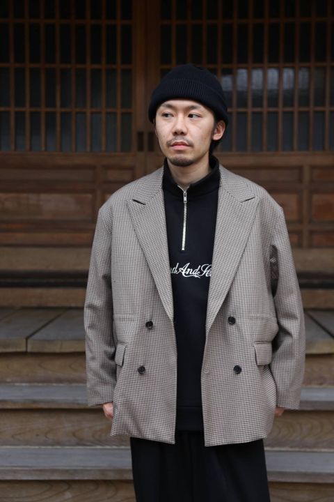 YOKE(ヨーク)LOOSE DOUBLE-BREASTED JAKCET"BEIGE PLAID"Style.2019.11.27.