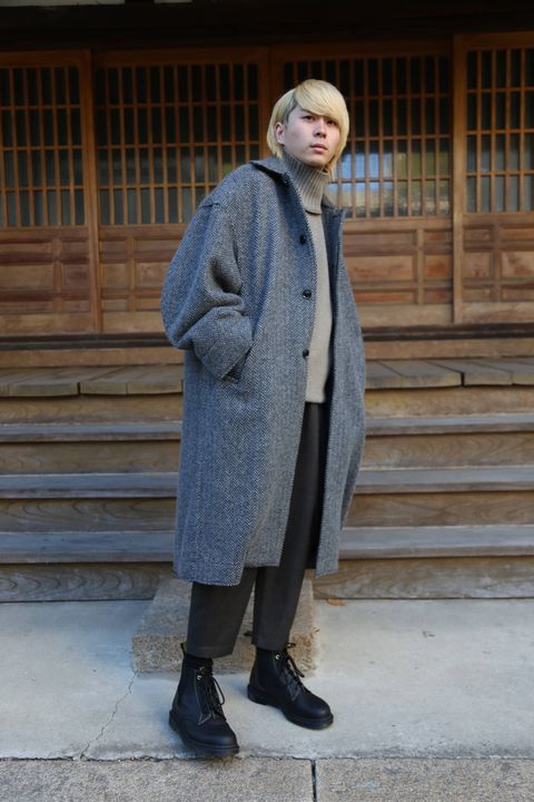 YOKE DOUBLE JQUARD KNIT BAL COLLAR COAT style.2019.11.4