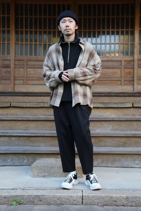 Graphpaper(グラフペーパー)Check Regular Collar Big Sleeve Shirt"BROWN CH"Style.2019.11.6.