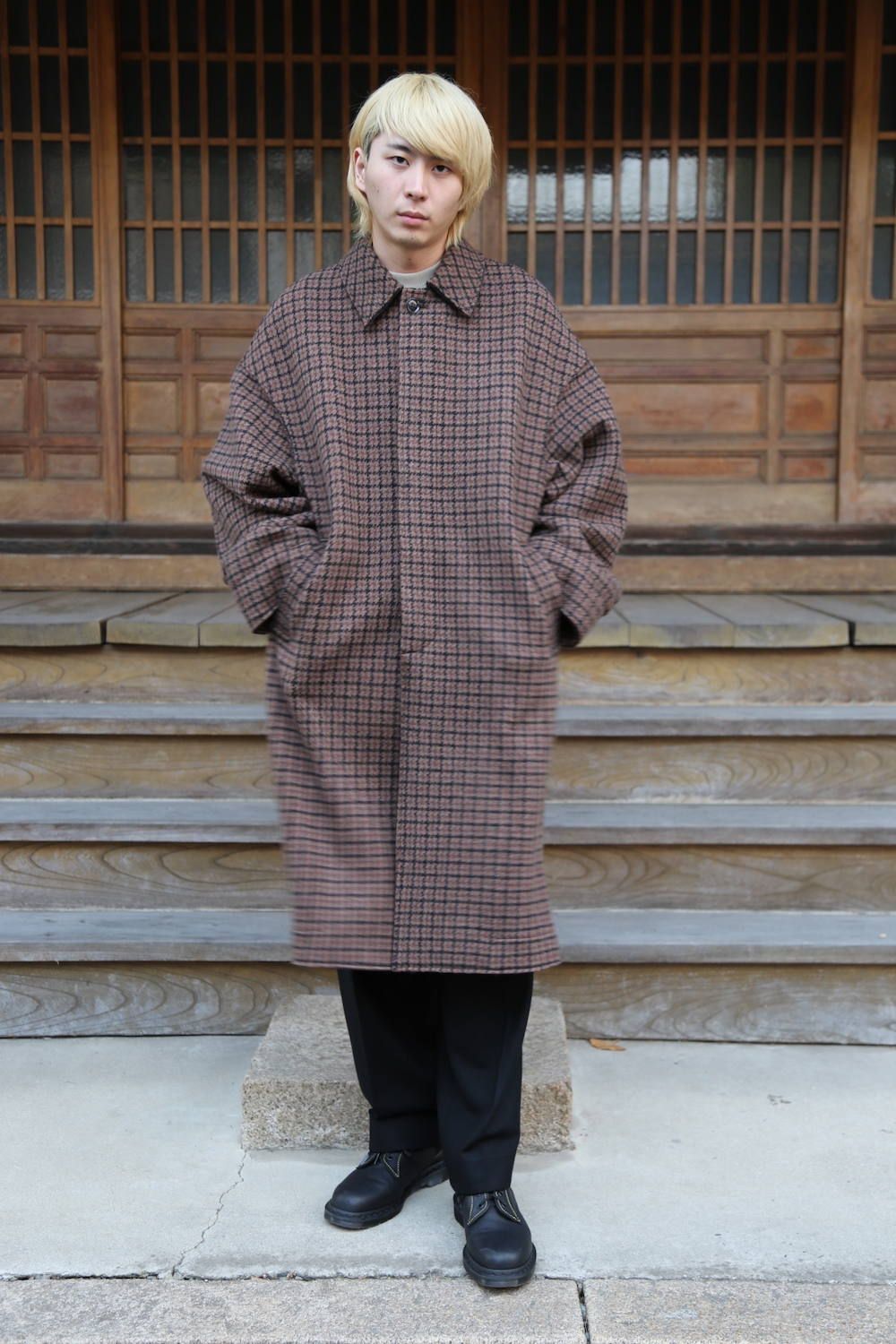 YOKE DOUBLE JQUARD KNIT BAL COLLAR COAT