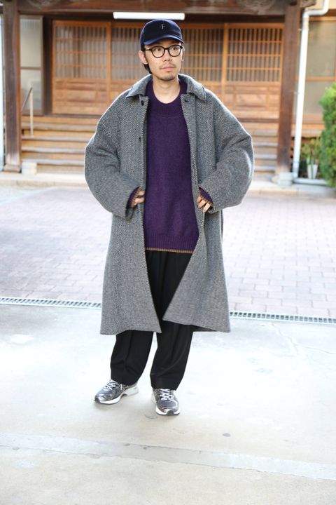 YOKE(ヨーク) DOUBLE JQUARD KNIT BAL COLLAR COAT"BLACK"Style.2019.11.5.