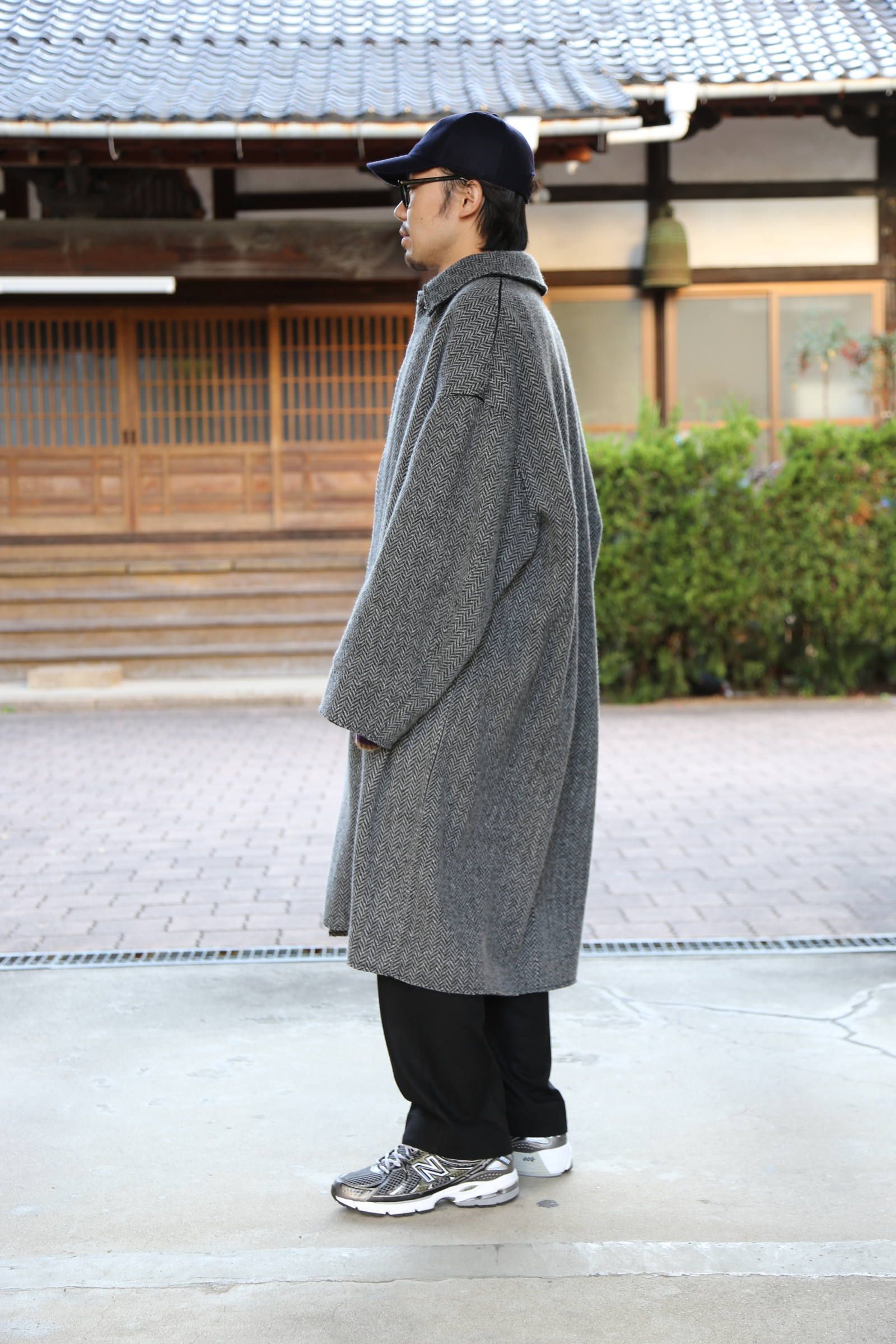 YOKE DOUBLE JQUARD KNIT BAL COLLAR COAT-