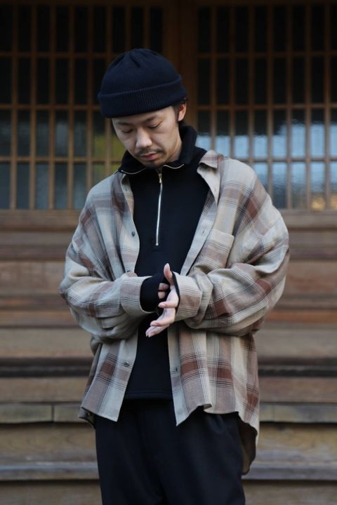 Graphpaper(グラフペーパー)Check Regular Collar Big Sleeve Shirt"BROWN CH"Style.2019.11.6.