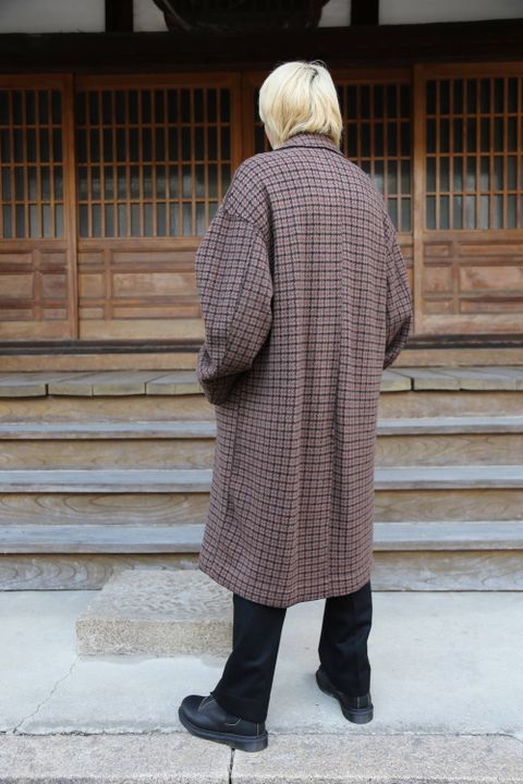 YOKE DOUBLE JQUARD KNIT BAL COLLAR COAT"BROWN"スタイル.2019.11.4.