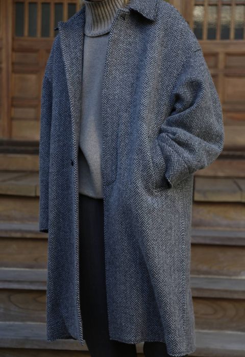 YOKE DOUBLE JQUARD KNIT BAL COLLAR COAT style.2019.11.4