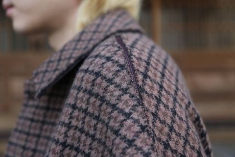 YOKE DOUBLE JQUARD KNIT BAL COLLAR COAT"BROWN"スタイル.2019.11.4.