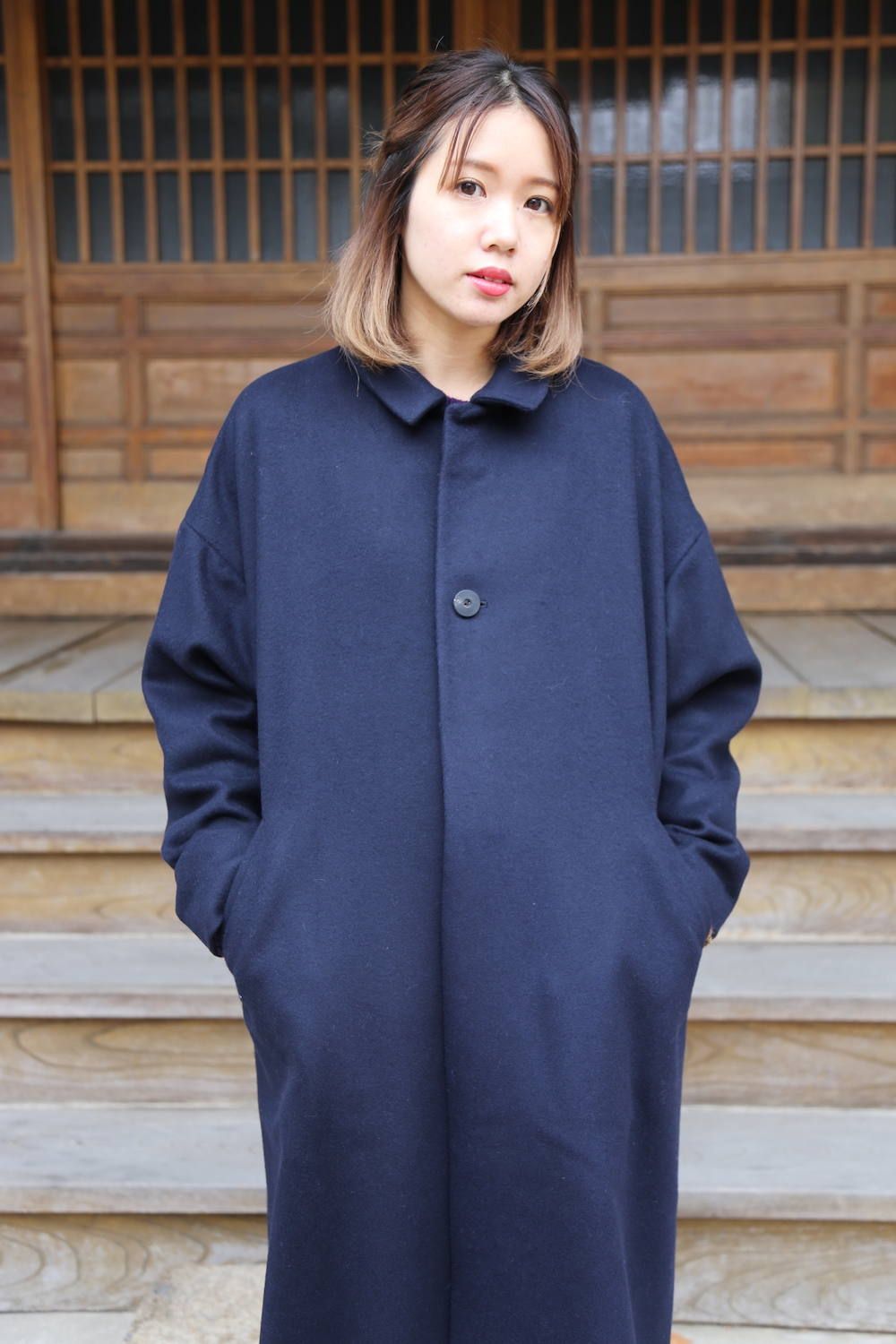 dulcamara BIGコート size0 navy ドゥルカマラ - ロングコート