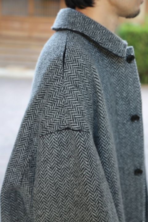 YOKE(ヨーク) DOUBLE JQUARD KNIT BAL COLLAR COAT"BLACK"Style.2019.11.5.