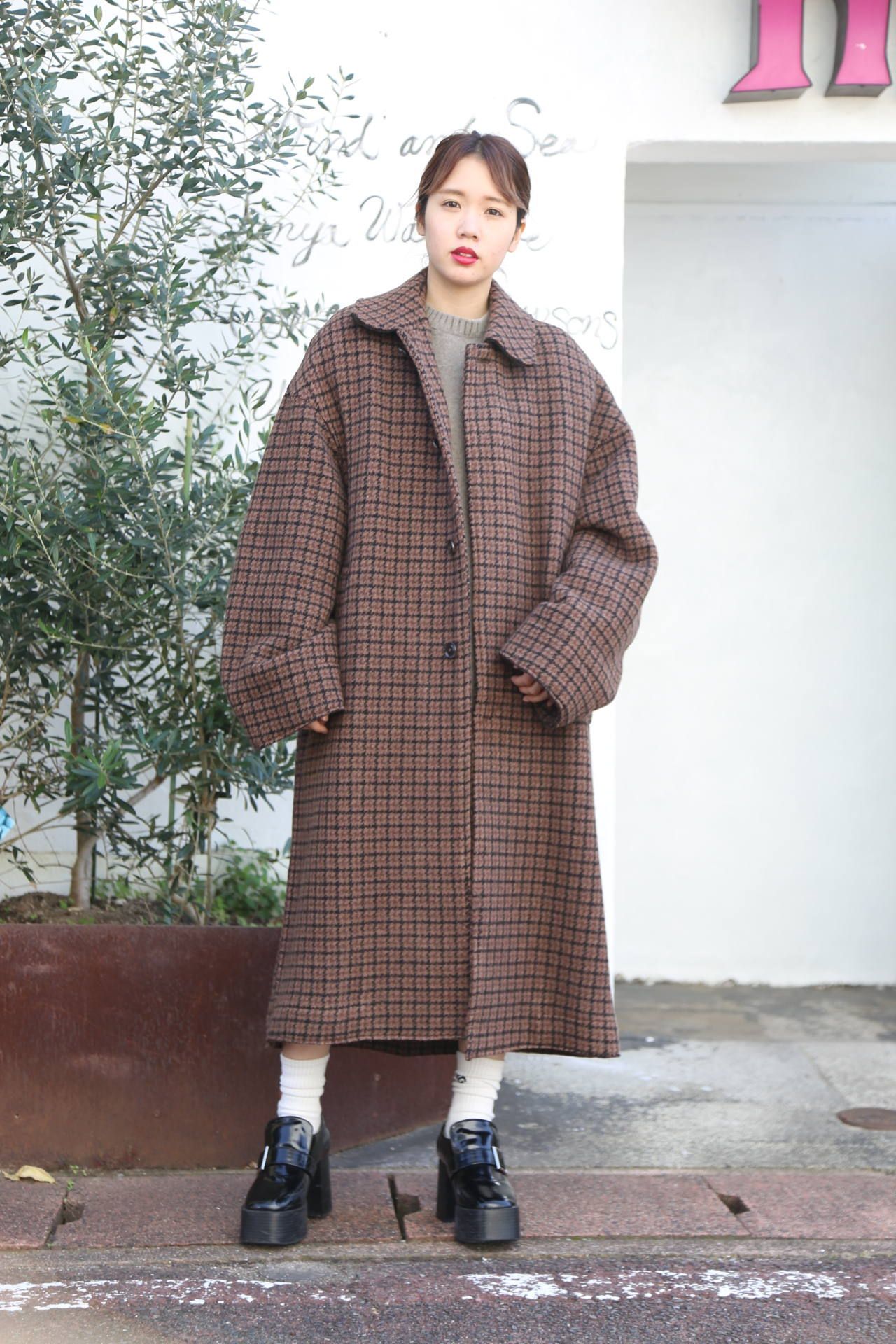 YOKE REVERSIBLE KNIT BAL COLLAR COAT