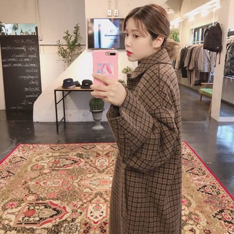 YOKE  DOUBLE JQUARD KNIT BAL COLLAR COAT"BROWN"style.2019.11.24