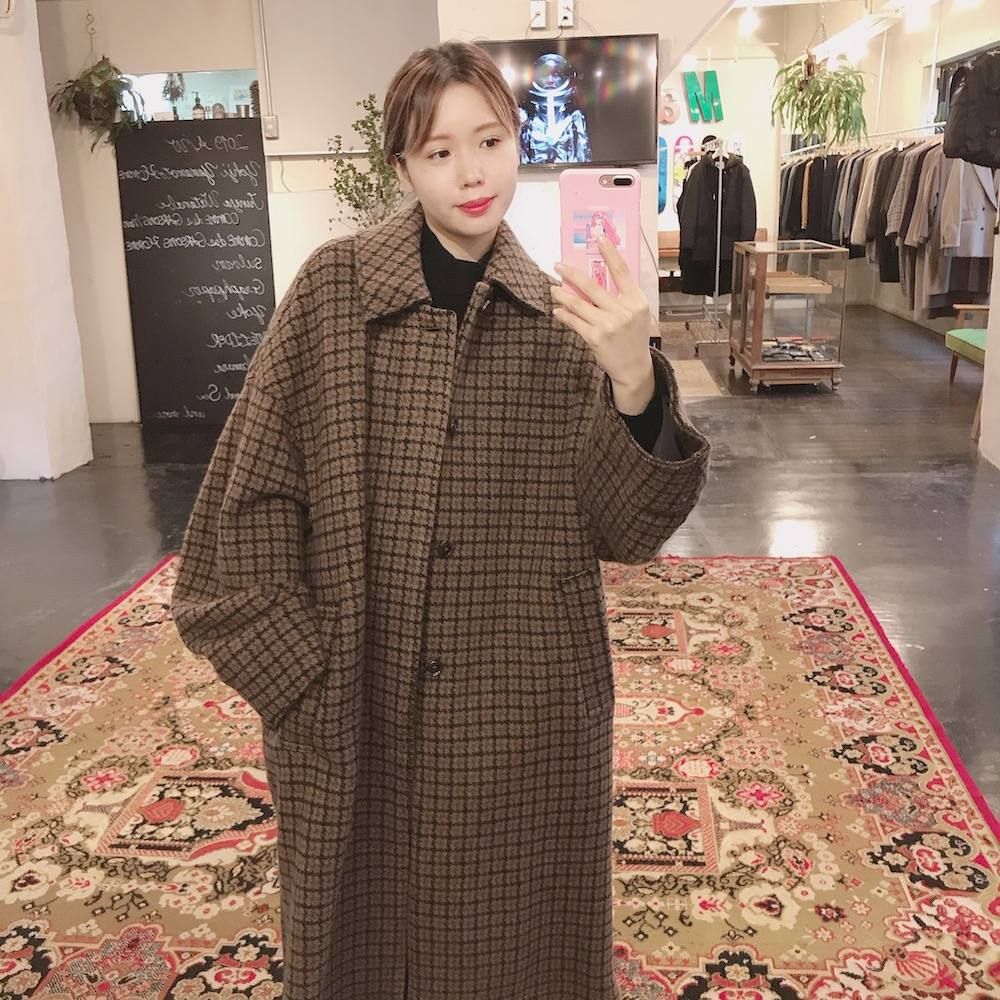 YOKE  DOUBLE JQUARD KNIT BAL COLLAR COAT