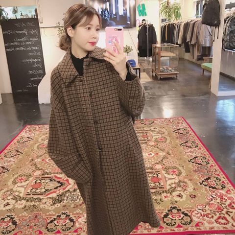 YOKE  DOUBLE JQUARD KNIT BAL COLLAR COAT"BROWN"style.2019.11.24