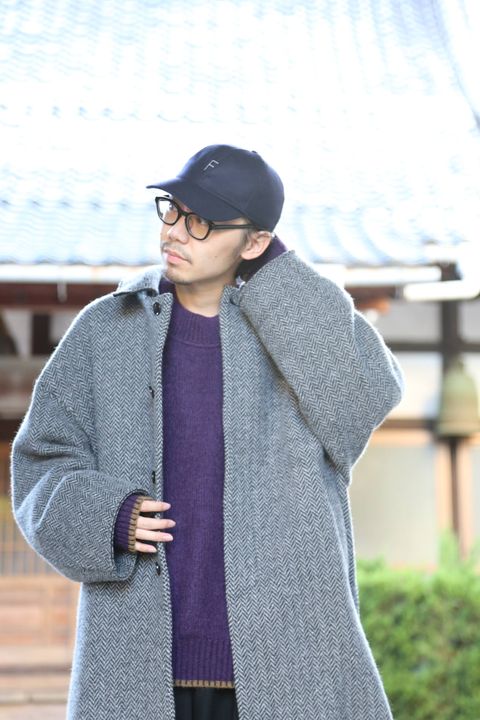 YOKE(ヨーク) DOUBLE JQUARD KNIT BAL COLLAR COAT"BLACK"Style.2019.11.5.