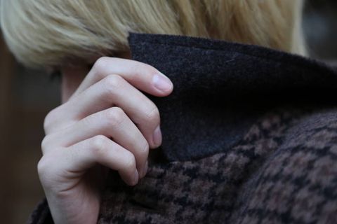 YOKE DOUBLE JQUARD KNIT BAL COLLAR COAT"BROWN"スタイル.2019.11.4.