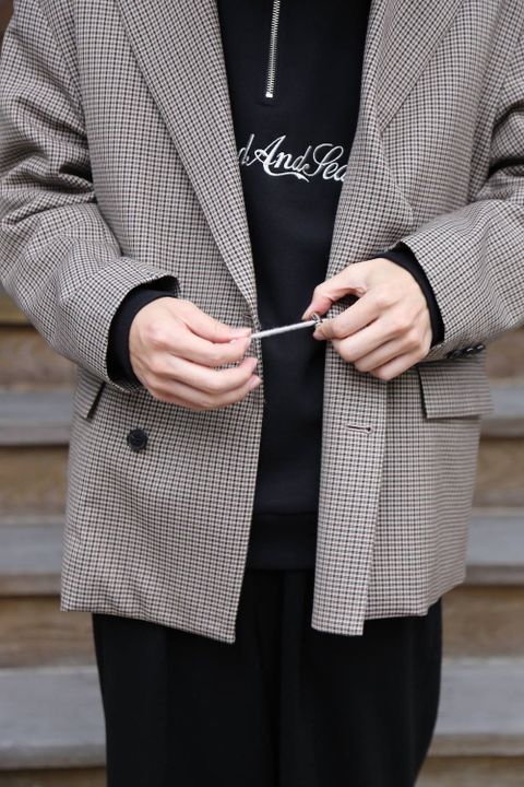YOKE(ヨーク)LOOSE DOUBLE-BREASTED JAKCET"BEIGE PLAID"Style.2019.11.27.