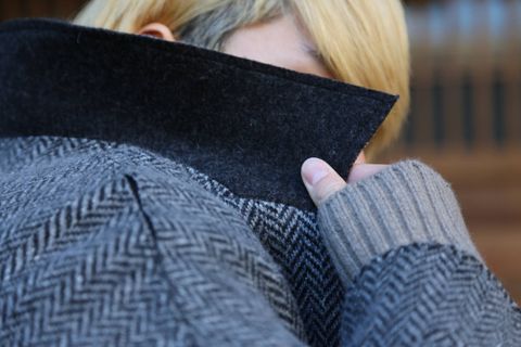 YOKE DOUBLE JQUARD KNIT BAL COLLAR COAT style.2019.11.4