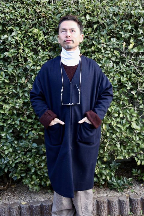 DulcamaraラムビーバーレイヤードBigコート"NAVY"style.12.3.