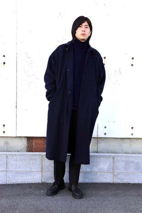Dulcamara ラムビーバーBIGコート"NAVY"スタイル.2019.12.7.