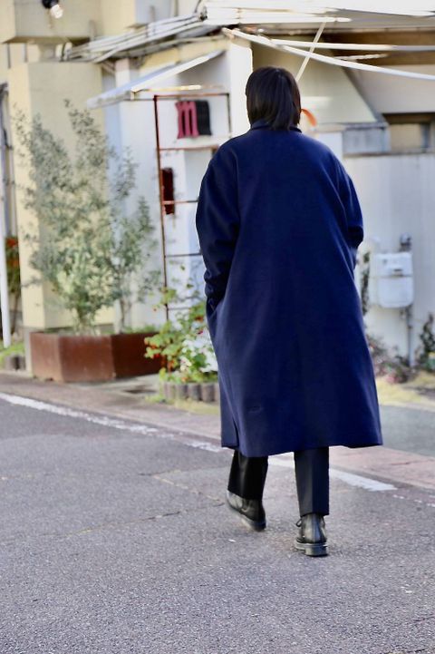 Dulcamara ラムビーバーBIGコート"NAVY"スタイル.2019.12.7.