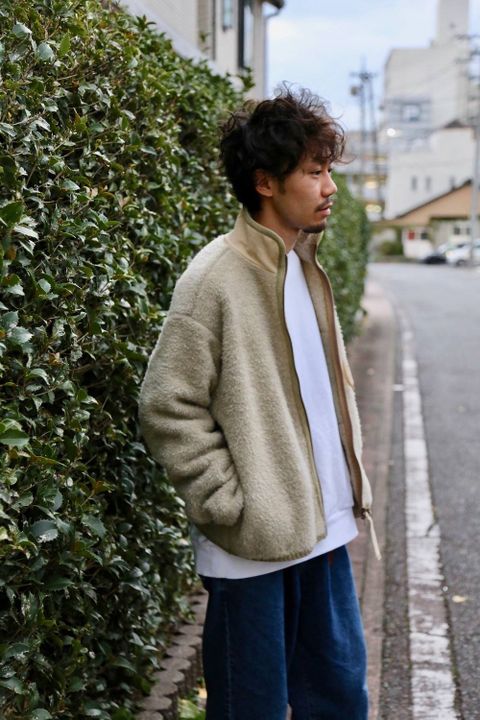YOKE(ヨーク)3G KNIT FLEECE BLOUSON"SAND BEIGE"Style.2019.12.2.