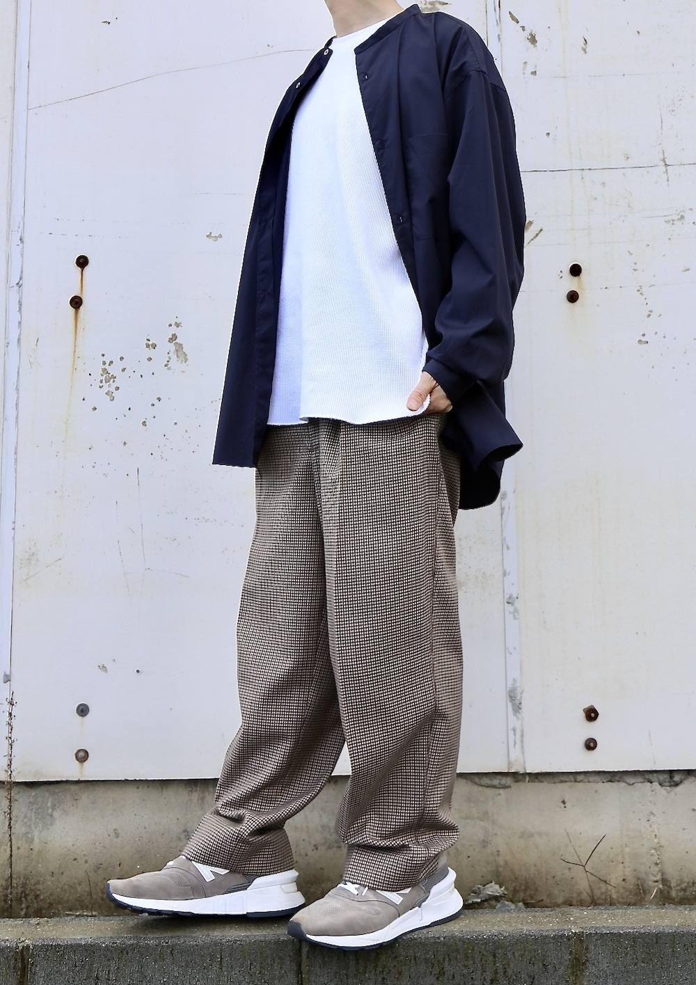 Graphpaper Broad L/S Oversized Band Collar Shirt"NAVY"スタイル.2020.1.28.