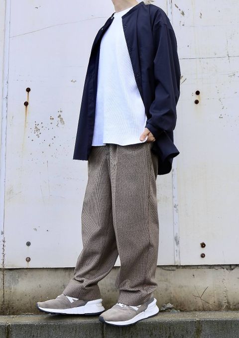 Graphpaper Broad L/S Oversized Band Collar Shirt"NAVY"スタイル.2020.1.28.