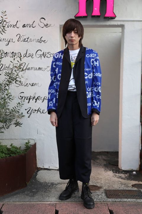 COMME des GARCONS HOMME ウールモヘアトロ×メッシュジャケット"NAVY"スタイル2020.1.12.