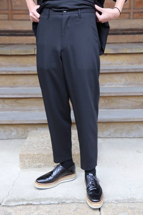 Graphpaper Silk Wool Stand Collar York Short Sleeve Shirt"BLACK"SETUP style.2020.1.25