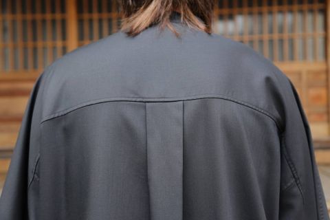 Graphpaper Silk Wool Stand Collar York Short Sleeve Shirt"BLACK"SETUP style.2020.1.25