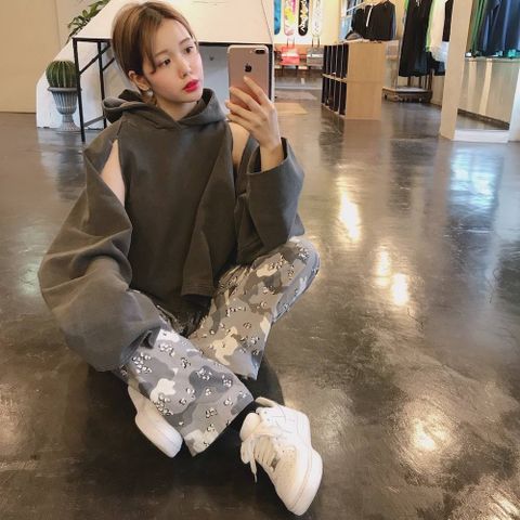 JieDa  SHORT HOODIE"BLACK"stlye.2020.1.8