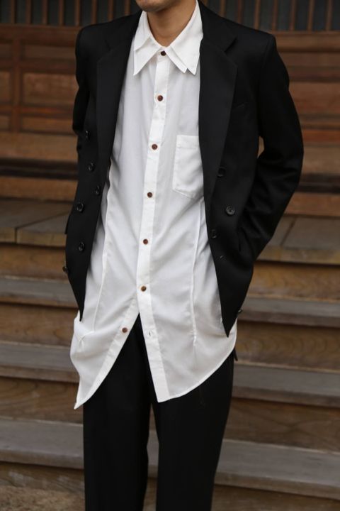 sulvam Button's single JKT& no-tuck flap PT"BLACK"SET UP Style.2020.1.7.