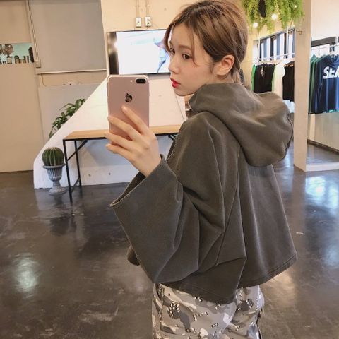 JieDa  SHORT HOODIE"BLACK"stlye.2020.1.8