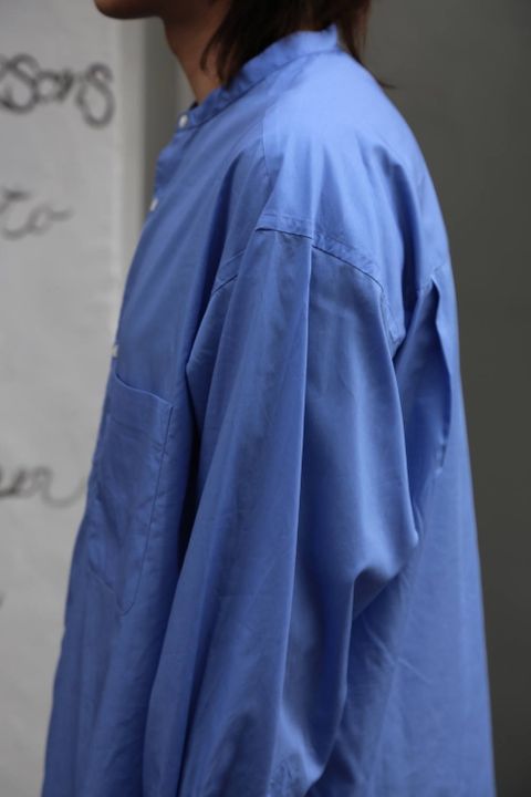 Graphpaper Broad L/S Oversized Band Collar Shirt"BLUE"style.2020.1.19.
