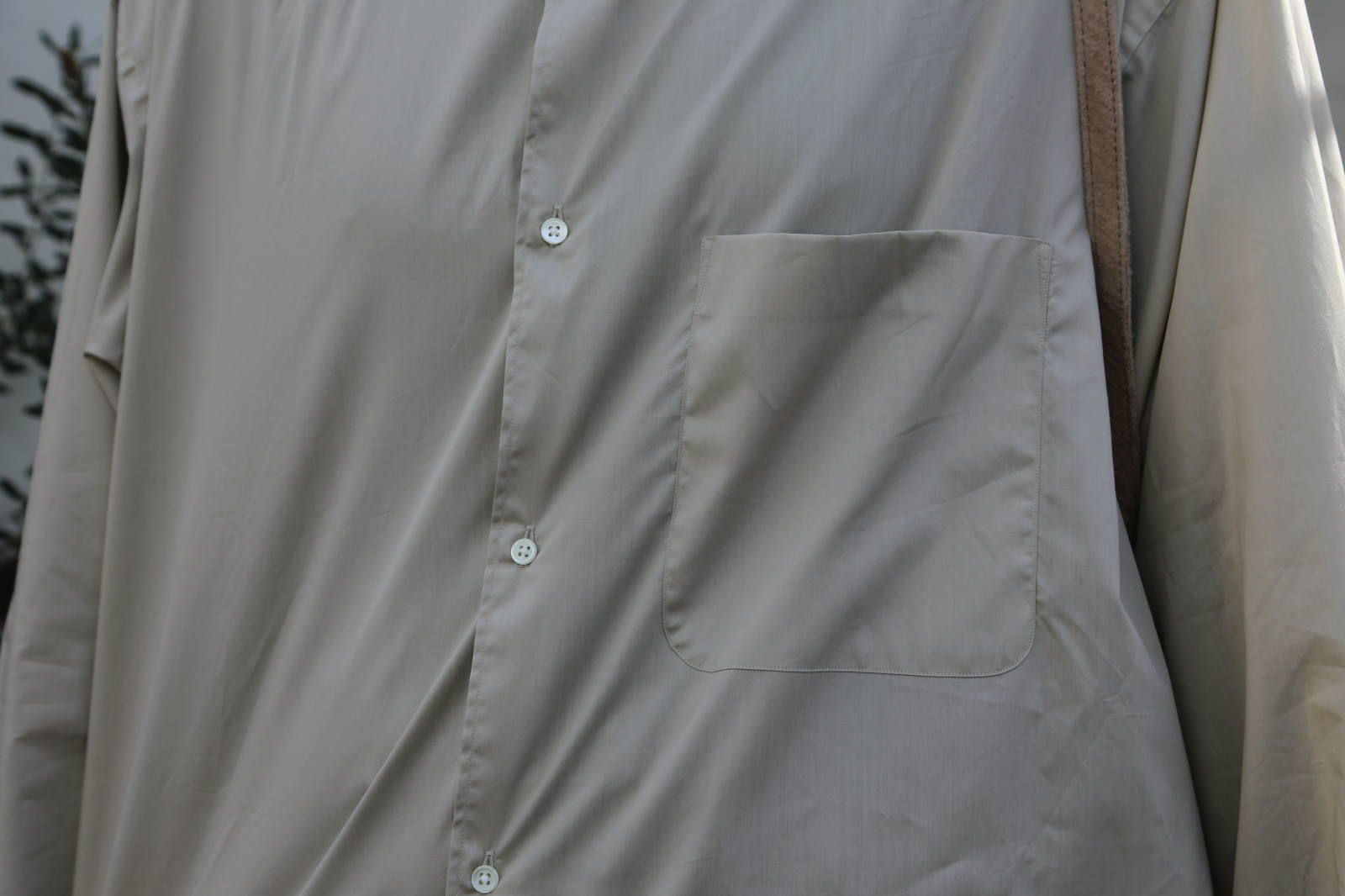 Graphpaper Broad L/S Oversized Band Collar Shirt"BEIGE"Style.2020.1.31.